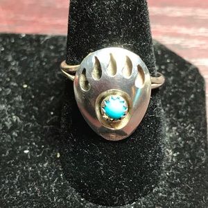 Bear claw ring. Sterling and turquoise